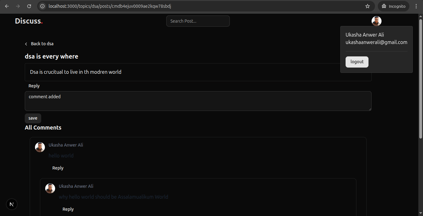 Show post Screenshot